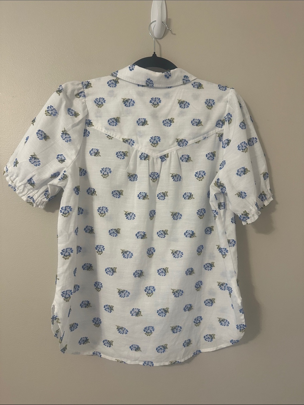 Pilcro by Anthropologie The Aly Puff-Sleeve Button Down Blouse Top NWT Sz Small - Picture 6 of 12